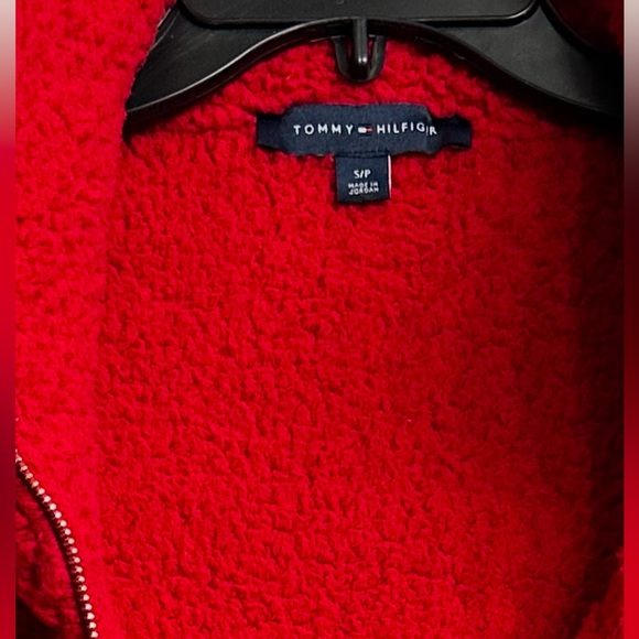 Tommy Hilfiger Women’s Zip Front Fleece Bomber Red & Sporty Stripes Jacket Small - Picture 6 of 6